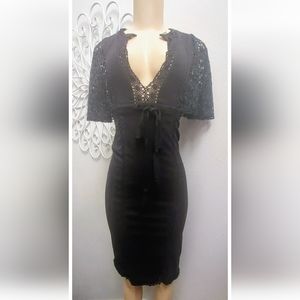 VINTAGE Mizwear Cotton Black Gothic Lace Flutter sleeves Gothic Cosplay Dress 2